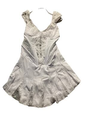 taupe mini dress Rhea Taupe Floral Print Smocked Ruffle Mini Dress - Size M - Olivaceous